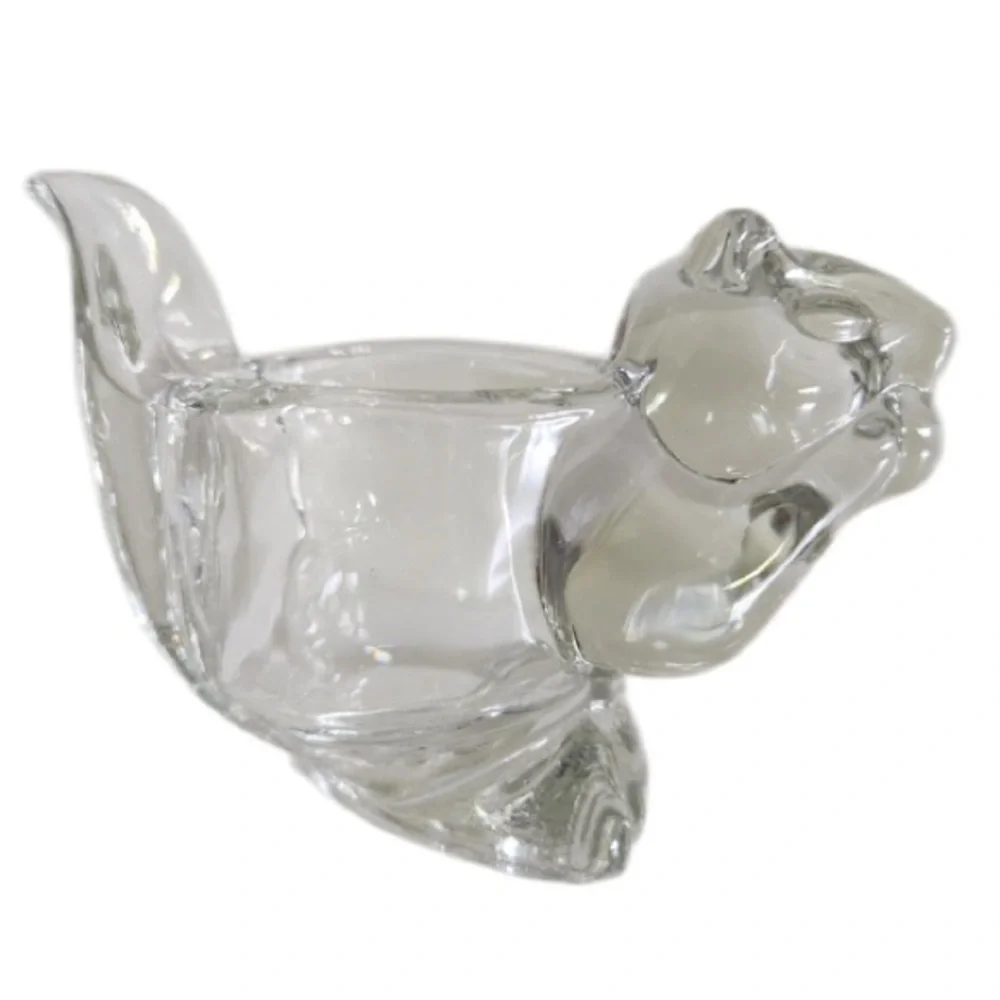 Avon clear glass squirrel votive candle holder